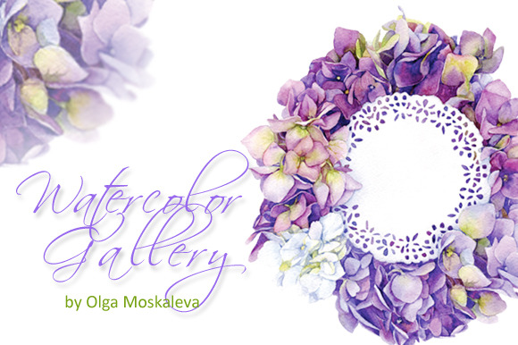Watercolor Wreath Of Hydrangeas Watercolor Wreath Of Hydrangeas