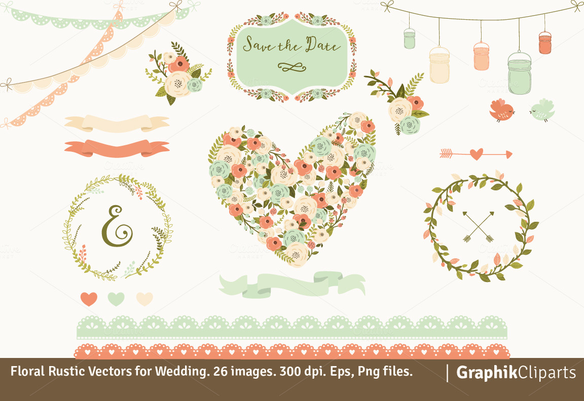 Floral Rustic Vectors for Wedding Illustrations on Creative Market