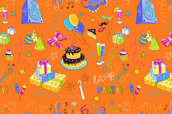 Colored Hand-drawn Party Icon Patte Colored Hand-drawn Party Icon Patte