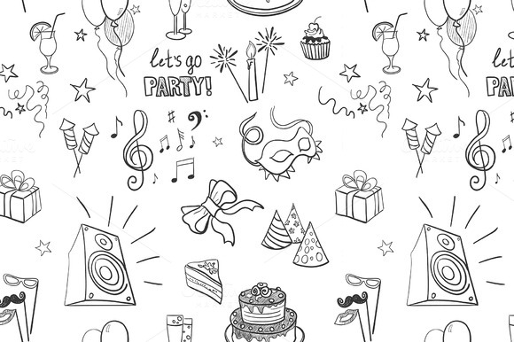 Hand-drawn Party Icon Pattern