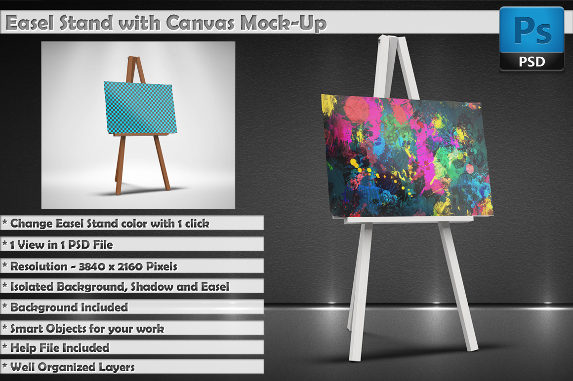 Download Easel Stand with Canvas MockUp ~ Product Mockups on ...