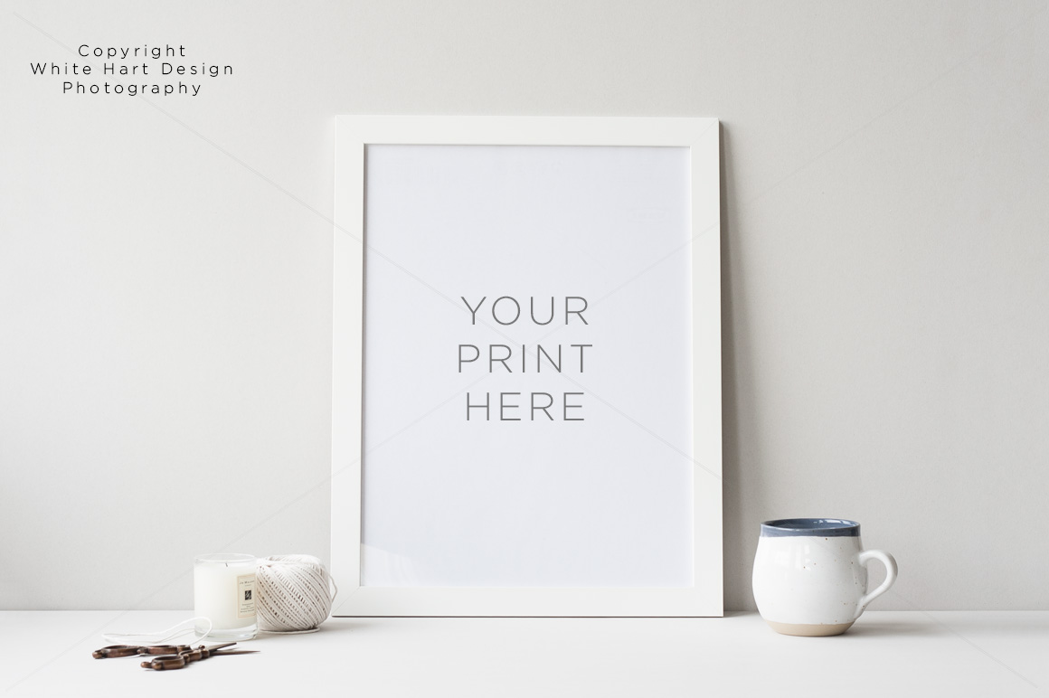 Portrait White Frame Art Mock up ~ Product Mockups on Creative Market