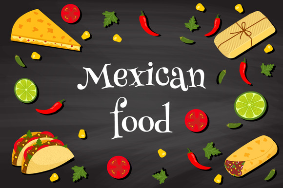 Mexican food vector illustration set Illustrations on