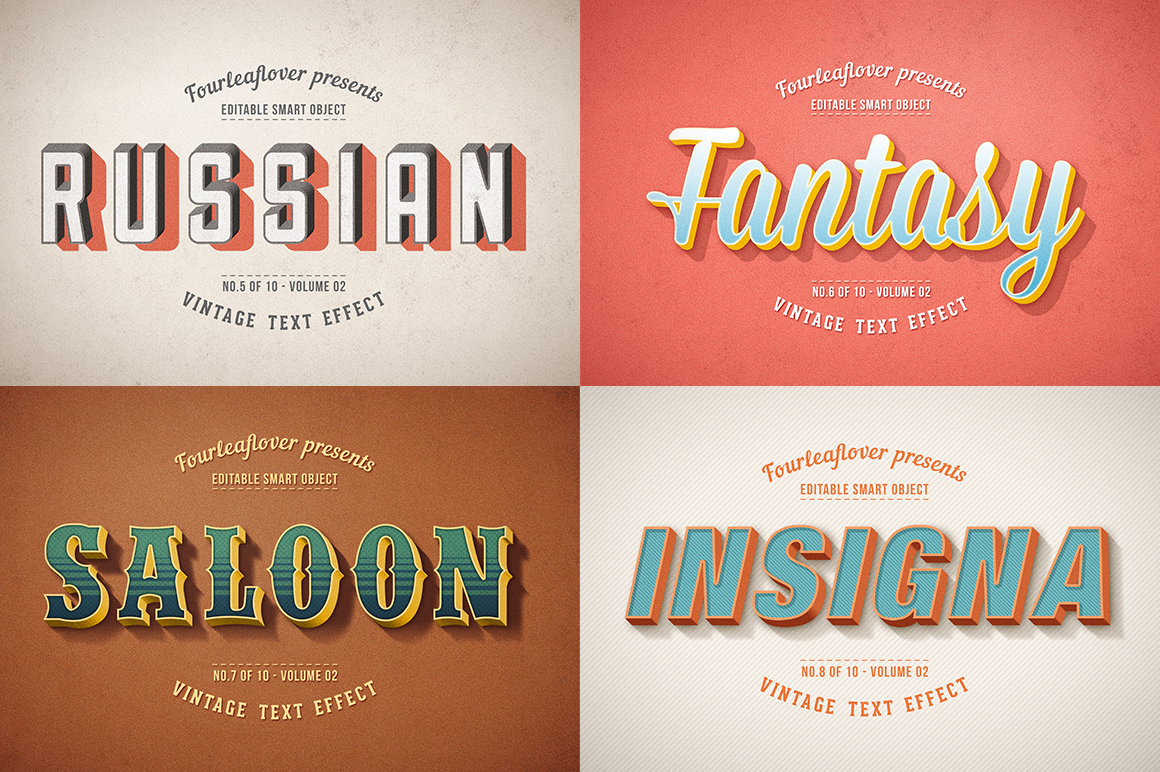 Photoshop Retro Text Effects vol.2 ~ Logo Templates on Creative Market