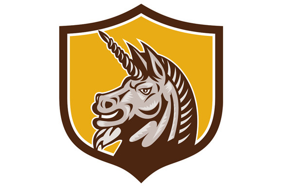 Unicorn Horse Head Side Crest Retro Unicorn Horse Head Side Crest Retro