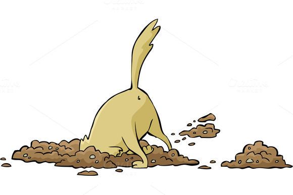 Dog digs a hole ~ Illustrations on Creative Market