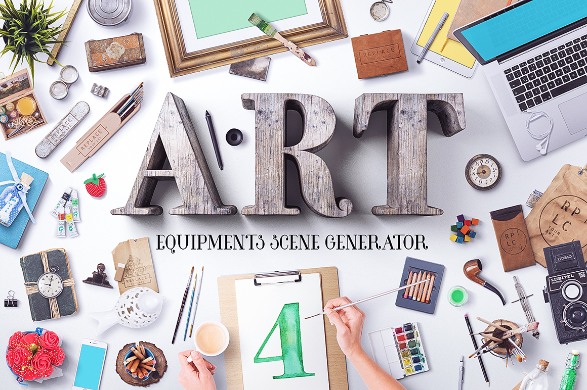 Download Art Equipments Scene Generator V4 ~ Product Mockups on Creative Market