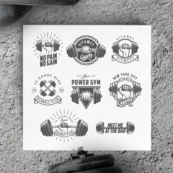 Vintage gym logos & design elements ~ Illustrations on Creative Market