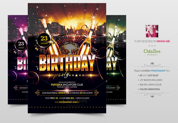 Birthday Party Flyer Photoshop Designtube Creative Design Content