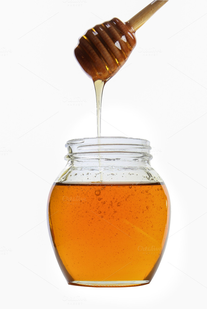 Honey in jar with wooden spoon Photos on Creative Market