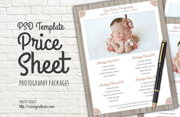 Photography Packages Price List Psd Templates On Creative Market Photography Package Pricing Template