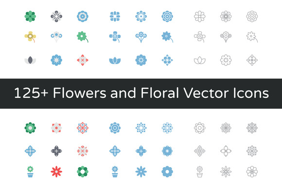 125 Flowers And Floral Vector Icons 125 Flowers And Floral Vector Icons