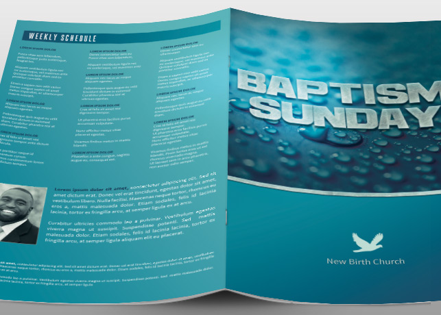 Baptism Sunday Church Bulletin ~ Brochure Templates on Creative Market