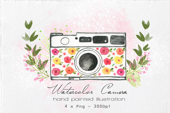 Download Watercolor Camera Illustration ~ Illustrations on Creative ...