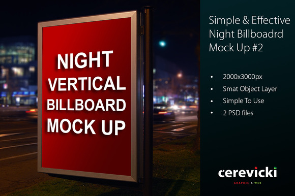 Night Vertical Billboard Mock Up Night Vertical Billboard Mock Up
