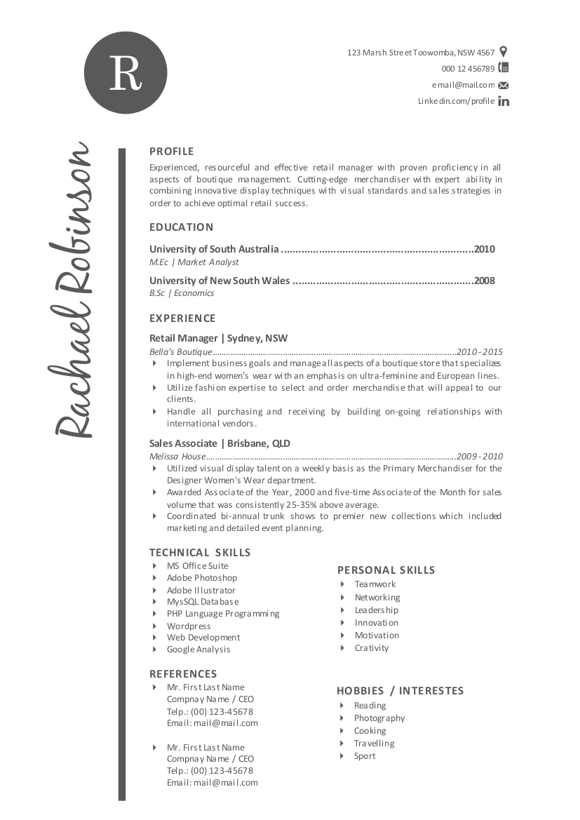 Simple resume for MS Word ~ Resume Templates on Creative Market