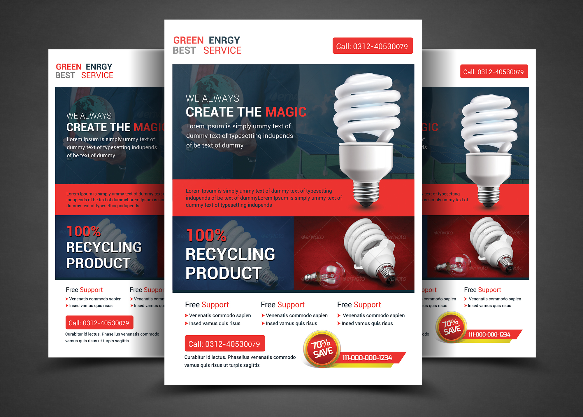 Green Energy Save Flyer Template Flyer Templates on Creative Market