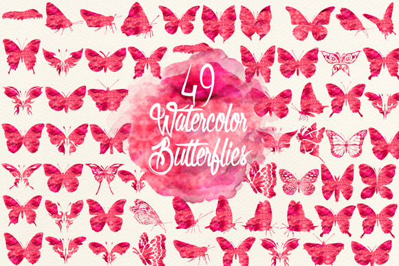 Watercolor Cherry Red Butterflies Watercolor Cherry Red Butterflies