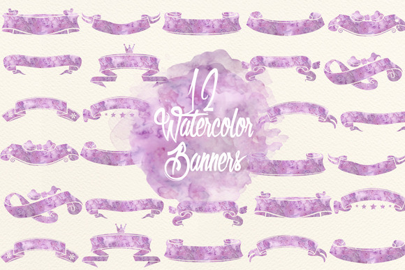 Watercolor Lavender Banners Watercolor Lavender Banners