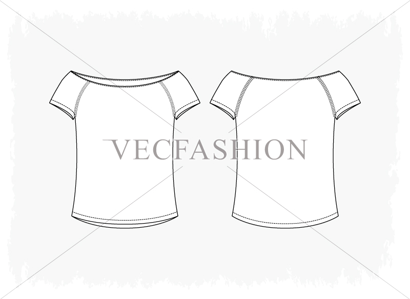 Woman Off Shoulder Slim Fit Tee ~ Illustrations on Creative Market