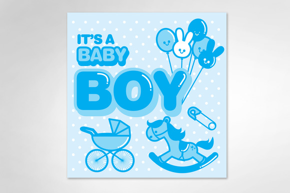 Download baby announcement - boy template ~ Illustrations on ...
