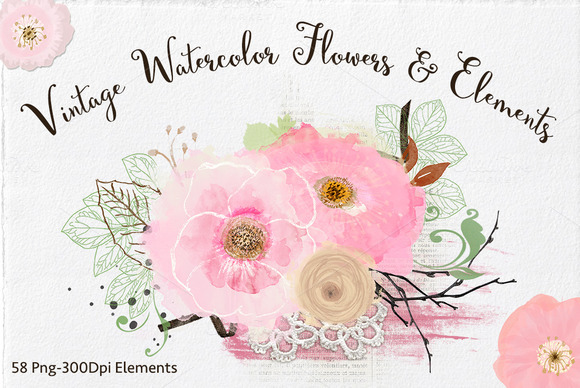 Vintage Watercolor Elements Vintage Watercolor Elements