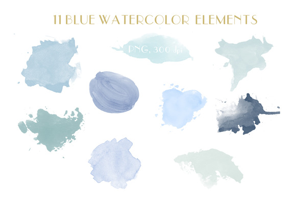 Blue Watercolor Elements Blue Watercolor Elements