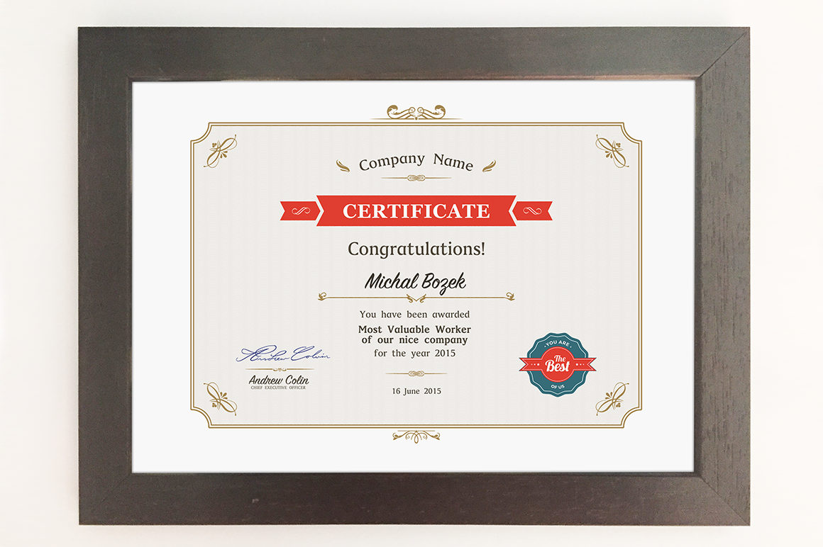 Certificate - A4 format - PSD ~ Stationery Templates on Creative Market