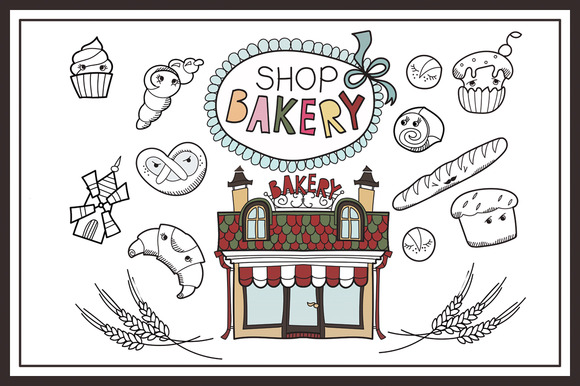 Bakery shop doodle. ~ Objects on Creative Market