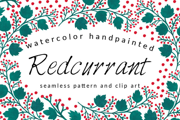 Redcurrants Pattern And Clip Arts