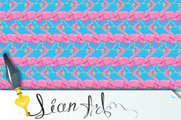 Seamless Pattern With Pink Flamingos