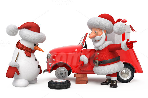 3D Santa Claus By Car 3D Santa Claus By Car