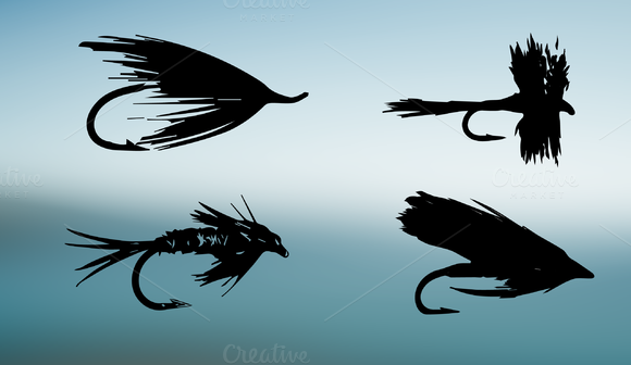 Fly Fishing Fly Vector Silhouettes