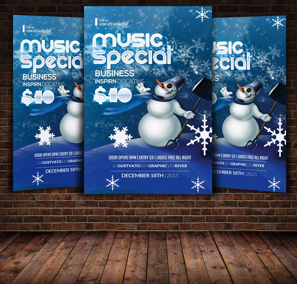 Snowman Winter Flyer Template ~ Flyer Templates on Creative Market