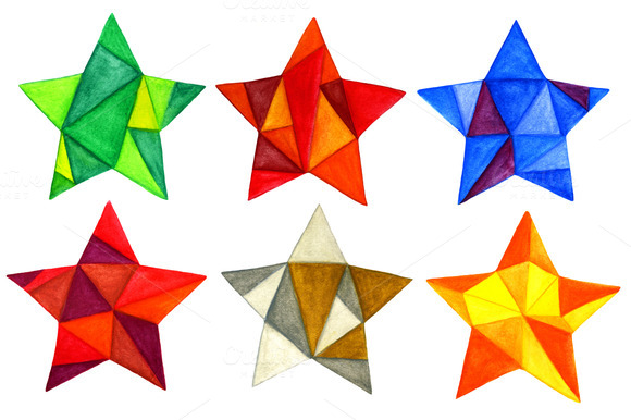 6 Watercolor Triangles Stars 6 Watercolor Triangles Stars