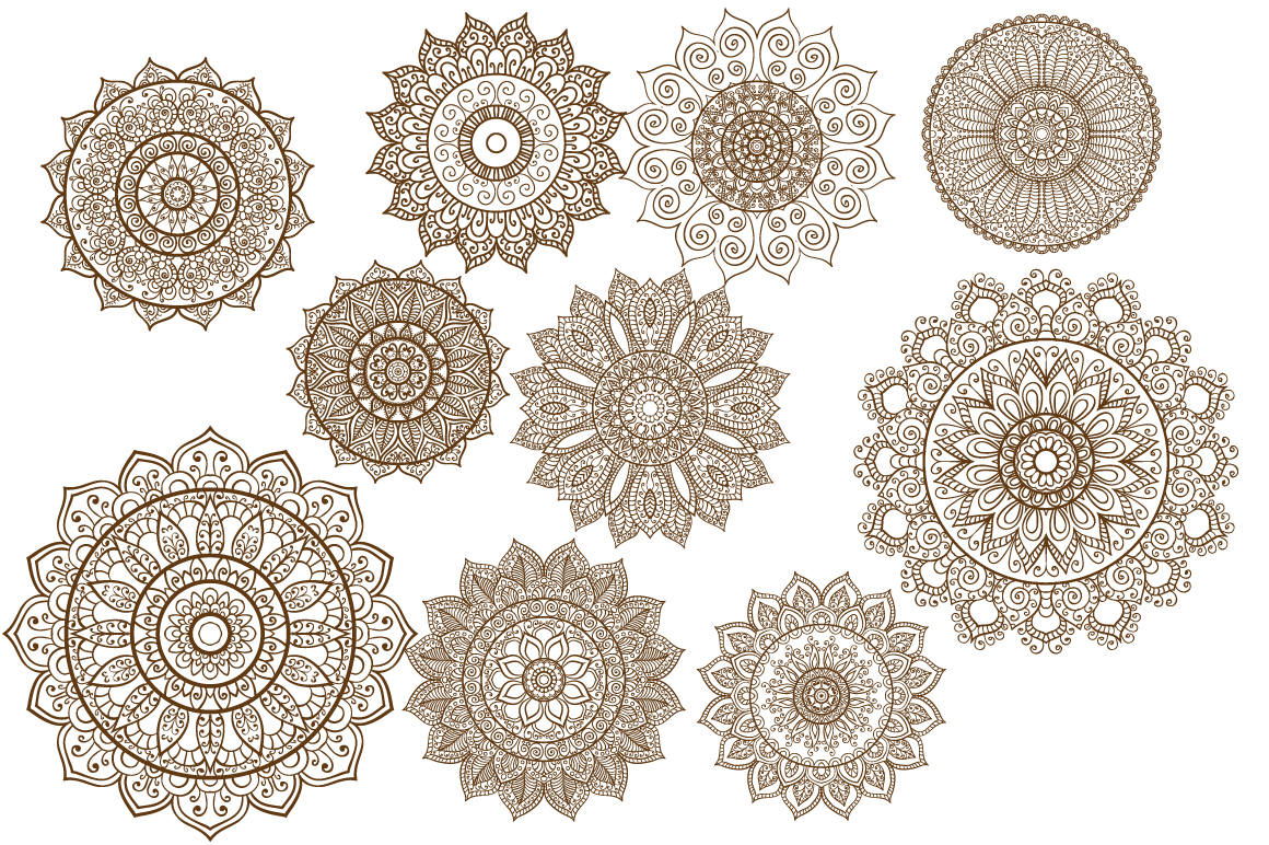 Set of 10 brushes with mandala Brushes on Creative Market