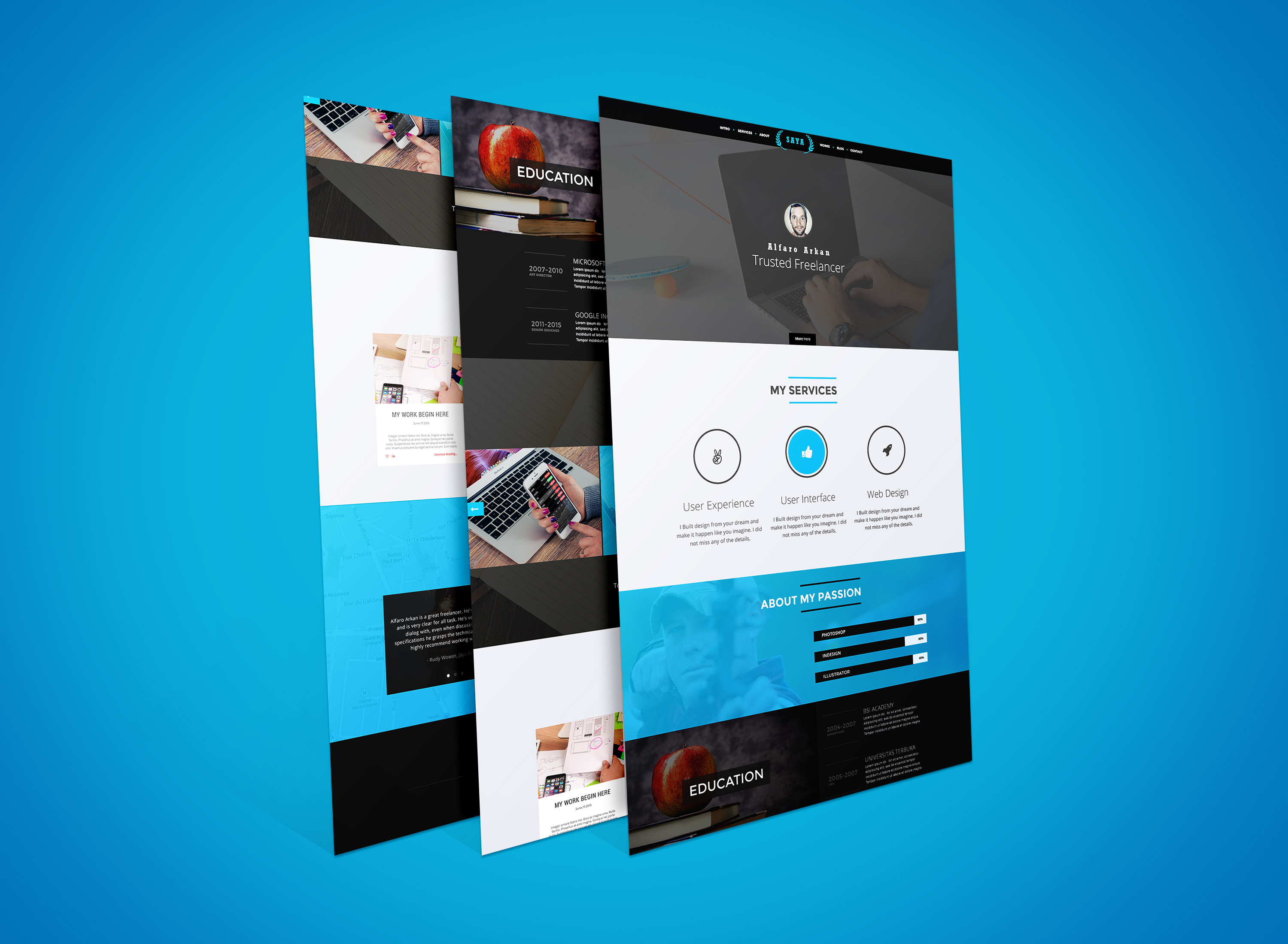 Saya One Page Personal PSD Template ~ Website Templates on Creative Market
