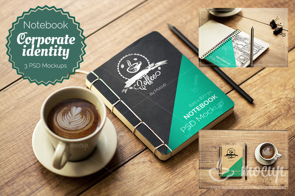3 PSD Notebook Mockups 3 PSD Notebook Mockups