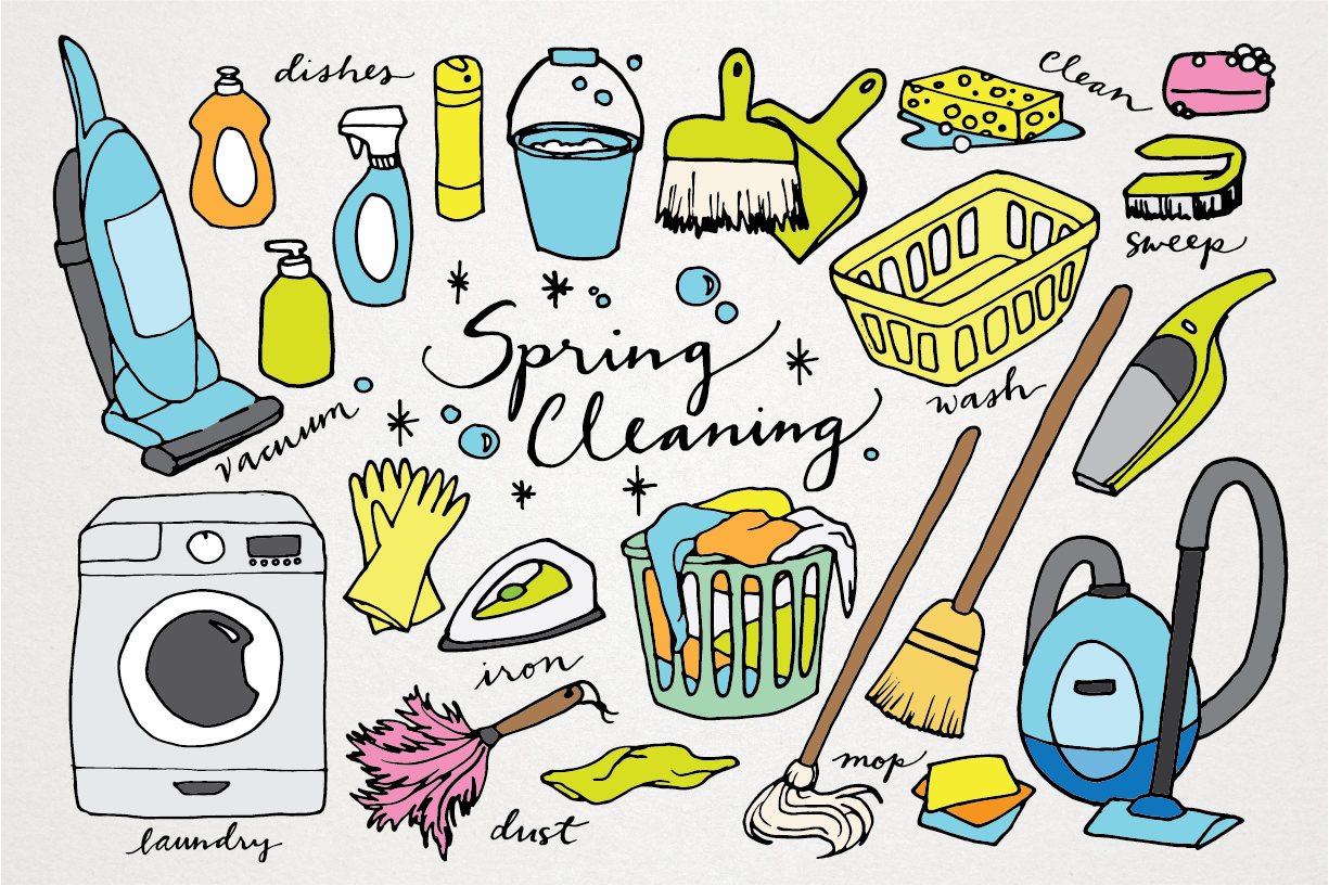 Spring Cleaning Hand Drawn Clipart Illustrations on Creative Market