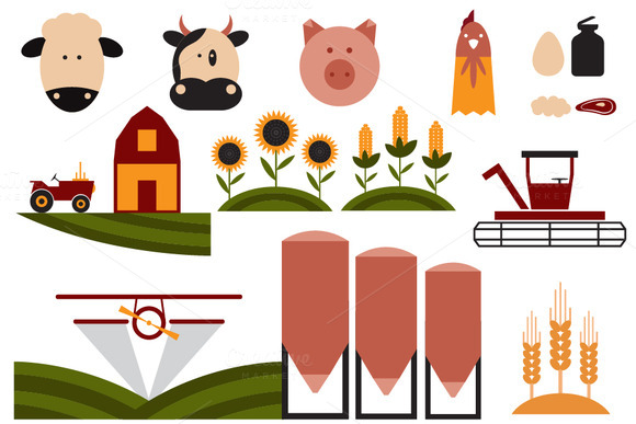 Flat Design Icons Of Agriculture