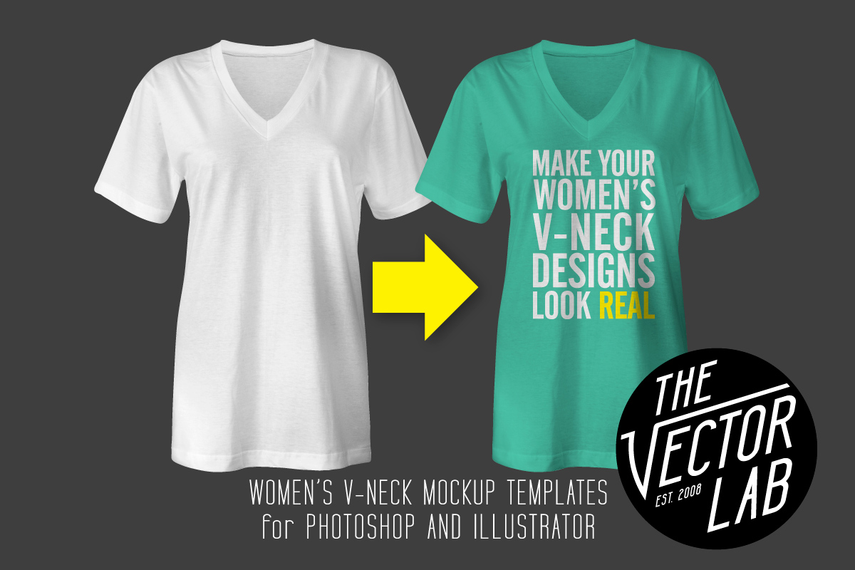 Download Women's V-Neck Mockup Templates ~ Product Mockups on ...