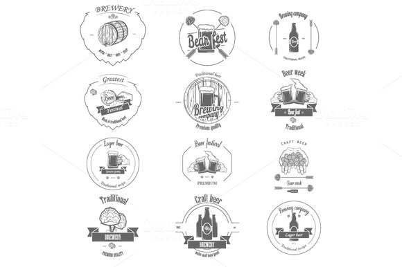 Set Of Beer Craft Badges Set Of Beer Craft Badges