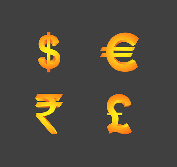 Vector Currency Symbols In 3d