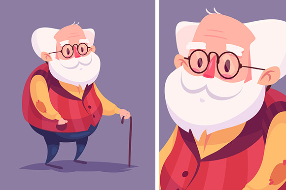 Funny Old Man Character Vector Funny Old Man Character Vector