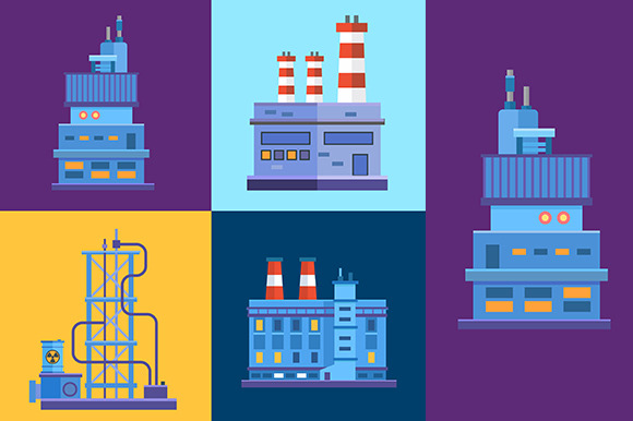 Vector Industrial Factory Buildings Vector Industrial Factory Buildings