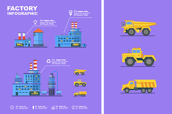 Factory Set Flat Infographic Factory Set Flat Infographic