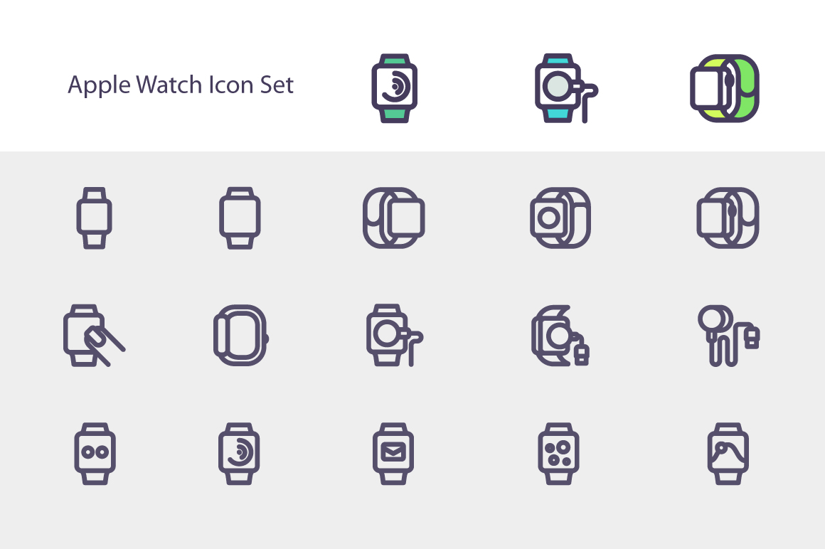 Simple Apple watch Icon Set Icons on Creative Market