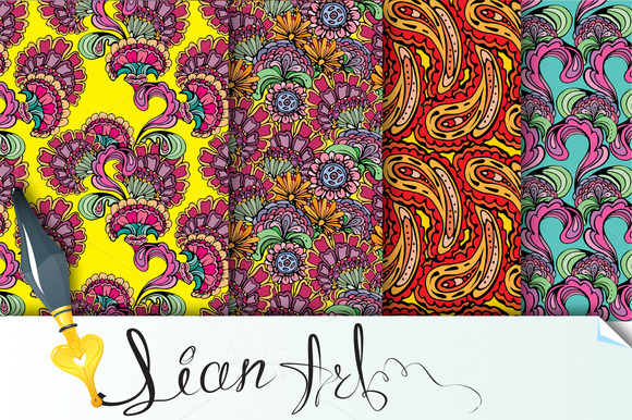 Set Of Abstract Decorative Seamless Set Of Abstract Decorative Seamless