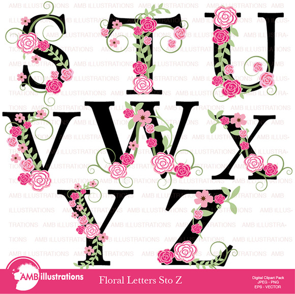 Floral Letter Clipart S to Z AMB-934 ~ Illustrations on Creative Market