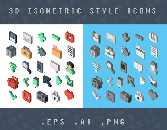 Isometric 3D Style Icons Isometric 3D Style Icons